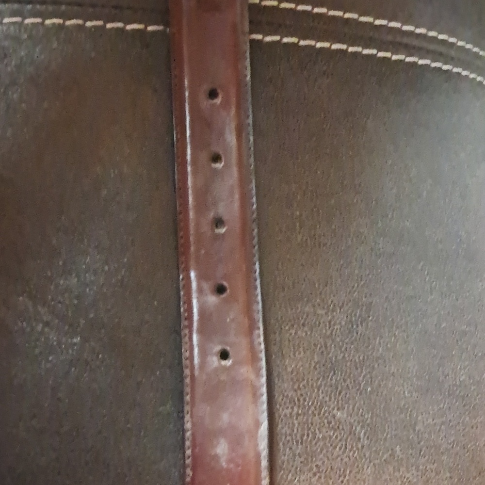 Fossil Men's Brown Woven Leather Belt Brass Basic Classic Western Dress Preowned - Picture 11 of 11